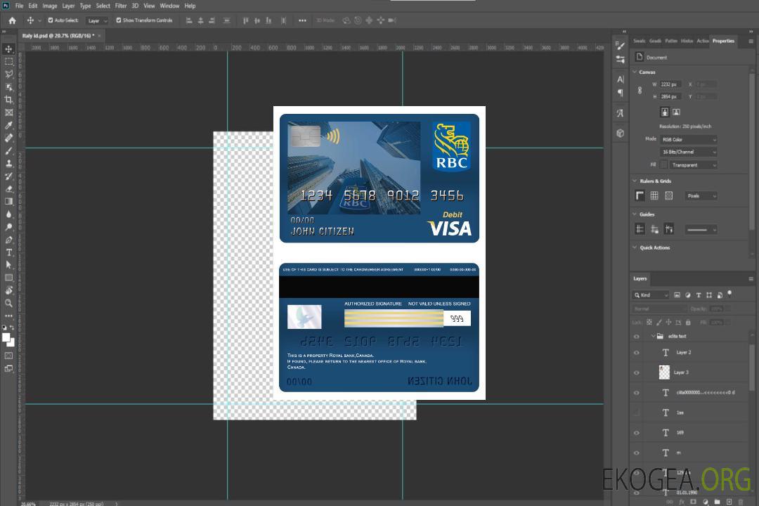 Carte de débit Visa de la Banque Royale du Canada template Carte de débit Visa de la Banque Royale du Canada template